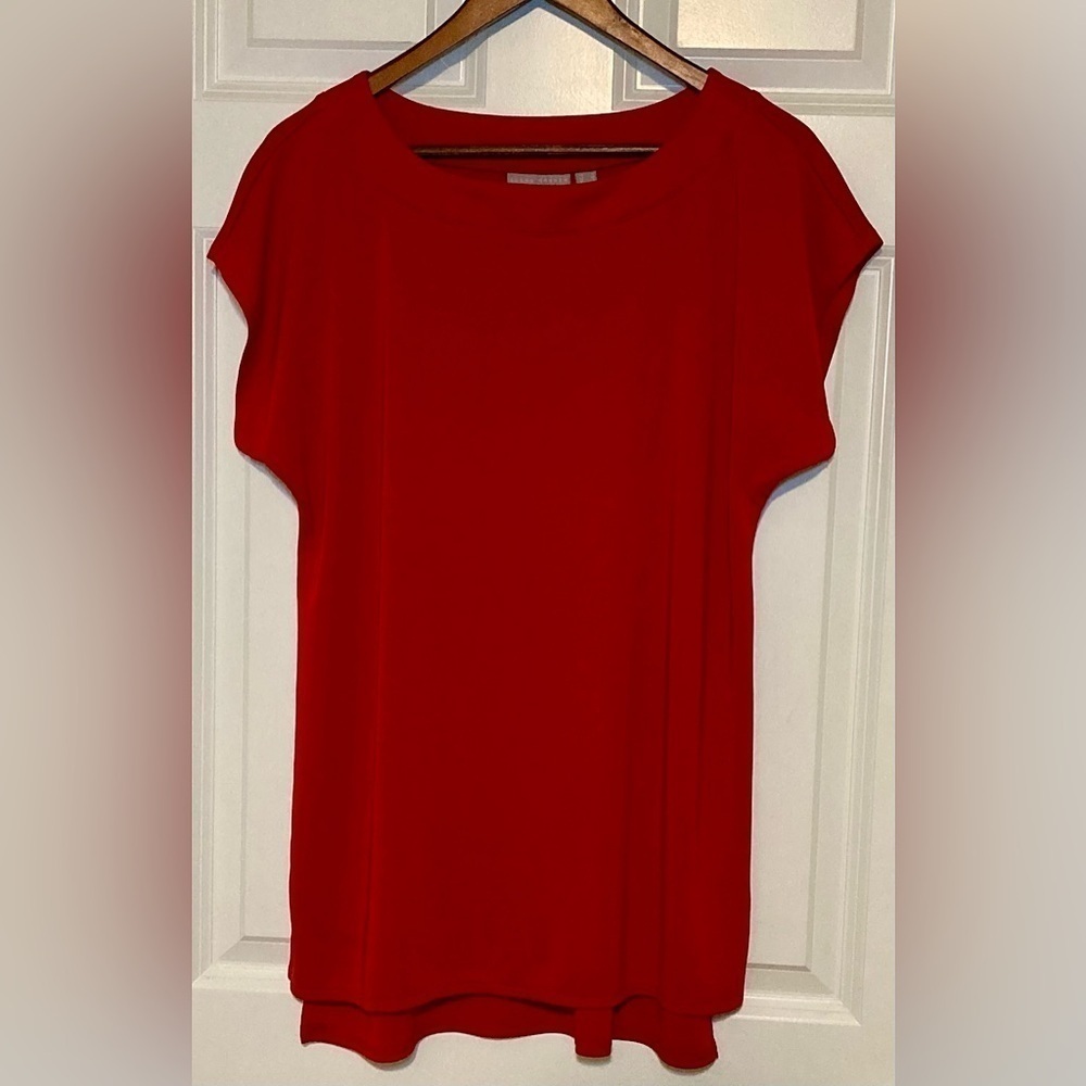 Susan Graver Red short sleeve tunic top - size S